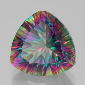 7.63캐럿 천연 탑 레인보우 미스틱 쿼츠, 트릴리언, 13×13 mm, VVS