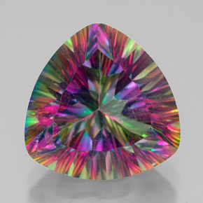 7.49캐럿 천연 탑 레인보우 미스틱 쿼츠, 트릴리언, 13×13 mm, VVS