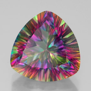 7.49캐럿 천연 탑 레인보우 미스틱 쿼츠, 트릴리언, 13×13 mm, VVS