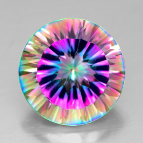 7.36캐럿 천연 탑 레인보우 미스틱 쿼츠, 라운드 컷, 13.10 mm, VVS-VS