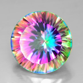 7.36캐럿 천연 탑 레인보우 미스틱 쿼츠, 라운드 컷, 13.10 mm, VVS-VS