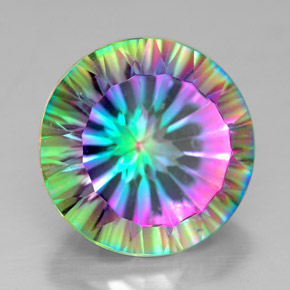 7.31캐럿 천연 탑 레인보우 미스틱 쿼츠, 라운드 컷, 13.04 mm, VVS-VS