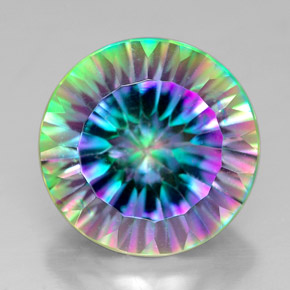 7.39캐럿 천연 탑 레인보우 미스틱 쿼츠, 라운드 컷, 13.10 mm, VVS-VS