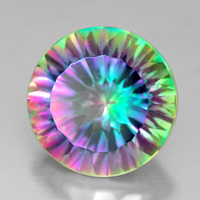 7.39캐럿 천연 탑 레인보우 미스틱 쿼츠, 라운드 컷, 13.10 mm, VVS-VS