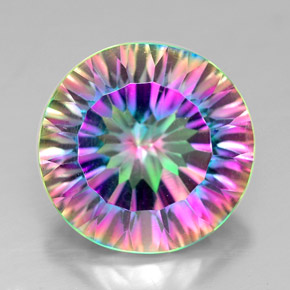 7.17캐럿 천연 탑 레인보우 미스틱 쿼츠, 라운드 컷, 13.07 mm, VVS-VS