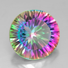 7.17캐럿 천연 탑 레인보우 미스틱 쿼츠, 라운드 컷, 13.07 mm, VVS-VS