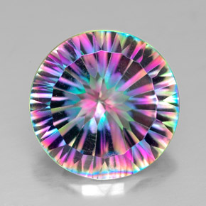6.27캐럿 천연 탑 레인보우 미스틱 쿼츠, 라운드 컷, 13.12 mm, VVS-VS