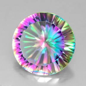 6.27캐럿 천연 탑 레인보우 미스틱 쿼츠, 라운드 컷, 13.12 mm, VVS-VS