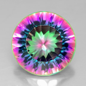 6.98캐럿 천연 탑 레인보우 미스틱 쿼츠, 라운드 컷, 13.14 mm, VVS-VS