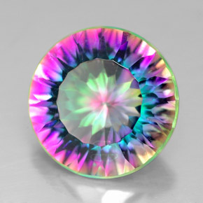 6.98캐럿 천연 탑 레인보우 미스틱 쿼츠, 라운드 컷, 13.14 mm, VVS-VS