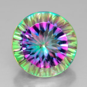7.65캐럿 천연 탑 레인보우 미스틱 쿼츠, 라운드 컷, 13.07 mm, VVS-VS