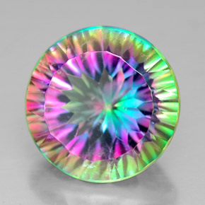 7.65캐럿 천연 탑 레인보우 미스틱 쿼츠, 라운드 컷, 13.07 mm, VVS-VS