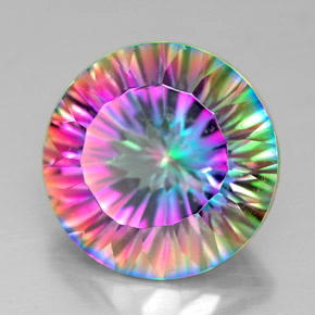 7.33캐럿 천연 탑 레인보우 미스틱 쿼츠, 라운드 컷, 13.11 mm, VVS-VS