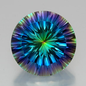 19.10캐럿 천연 탑 레인보우 미스틱 쿼츠, 라운드 컷, 18.13 mm, VVS