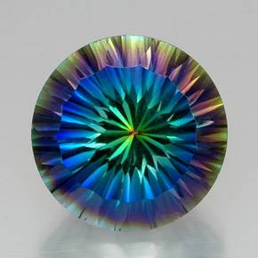 18.89캐럿 천연 탑 레인보우 미스틱 쿼츠, 라운드 컷, 18.05 mm, VVS-VS