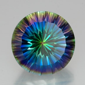 18.89캐럿 천연 탑 레인보우 미스틱 쿼츠, 라운드 컷, 18.05 mm, VVS-VS