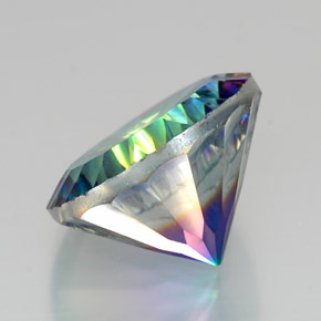 18.89캐럿 천연 탑 레인보우 미스틱 쿼츠, 라운드 컷, 18.05 mm, VVS-VS