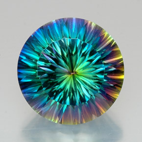 18.47캐럿 천연 탑 레인보우 미스틱 쿼츠, 라운드 컷, 18.00 mm, VVS