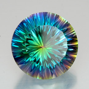 18.47캐럿 천연 탑 레인보우 미스틱 쿼츠, 라운드 컷, 18.00 mm, VVS
