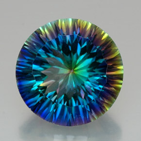18.13캐럿 천연 탑 레인보우 미스틱 쿼츠, 라운드 컷, 18.04 mm, VVS