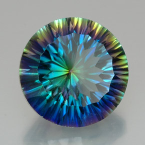 18.13캐럿 천연 탑 레인보우 미스틱 쿼츠, 라운드 컷, 18.04 mm, VVS