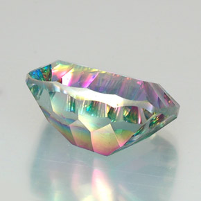 20.76캐럿 천연 탑 레인보우 미스틱 쿼츠, 쿠션 컷, 19.9×14.9 mm, VVS