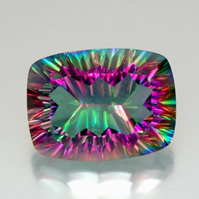 19.29캐럿 천연 탑 레인보우 미스틱 쿼츠, 쿠션 컷, 20×15 mm, VVS-VS