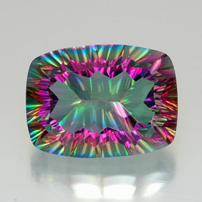 20.45캐럿 천연 탑 레인보우 미스틱 쿼츠, 쿠션 컷, 20×14.9 mm, VVS