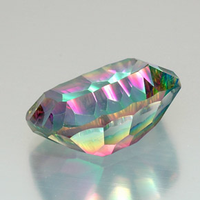 20.45캐럿 천연 탑 레인보우 미스틱 쿼츠, 쿠션 컷, 20×14.9 mm, VVS