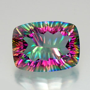 20.96캐럿 천연 탑 레인보우 미스틱 쿼츠, 쿠션 컷, 20×15 mm, VVS