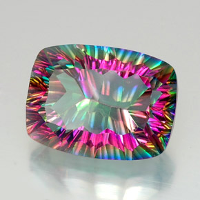 20.96캐럿 천연 탑 레인보우 미스틱 쿼츠, 쿠션 컷, 20×15 mm, VVS