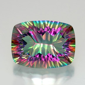 20.58캐럿 천연 탑 레인보우 미스틱 쿼츠, 쿠션 컷, 20.1×15 mm, VVS