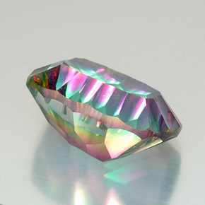 20.58캐럿 천연 탑 레인보우 미스틱 쿼츠, 쿠션 컷, 20.1×15 mm, VVS