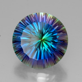 19.18캐럿 천연 탑 레인보우 미스틱 쿼츠, 라운드 컷, 18.08 mm, VVS