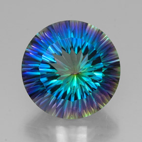 18.32캐럿 천연 탑 레인보우 미스틱 쿼츠, 라운드 컷, 18.10 mm, VVS