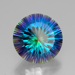 18.32캐럿 천연 탑 레인보우 미스틱 쿼츠, 라운드 컷, 18.10 mm, VVS