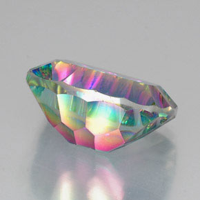 20.39캐럿 천연 탑 레인보우 미스틱 쿼츠, 쿠션 컷, 20×15 mm, VVS