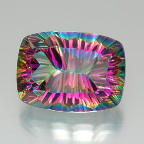 20.50캐럿 천연 탑 레인보우 신비한 석영, 쿠션 컷, VVS-VS