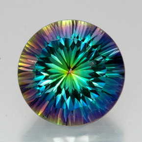19.88캐럿 천연 탑 레인보우 미스틱 쿼츠, 라운드 컷, 18.17 mm, VS