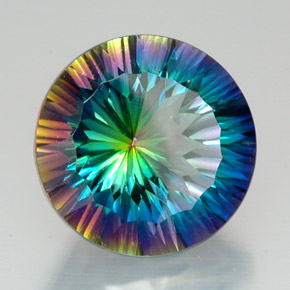 19.88캐럿 천연 탑 레인보우 미스틱 쿼츠, 라운드 컷, 18.17 mm, VS