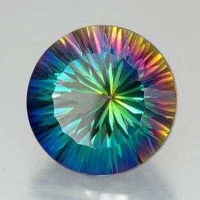 20.55캐럿 천연 탑 레인보우 미스틱 쿼츠, 라운드 컷, 18.08 mm, VVS
