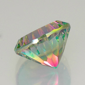 12.26캐럿 천연 탑 레인보우 미스틱 쿼츠, 라운드 컷, 15.19 mm, VVS