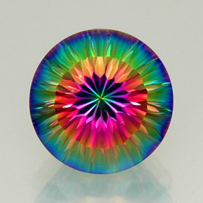 11.95캐럿 천연 탑 레인보우 미스틱 쿼츠, 라운드 컷, 15.08 mm, VVS