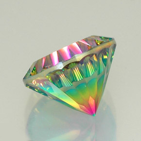 11.95캐럿 천연 탑 레인보우 미스틱 쿼츠, 라운드 컷, 15.08 mm, VVS