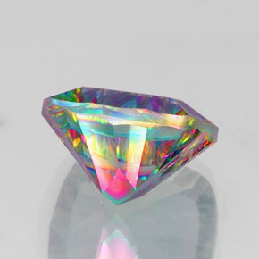 15.07캐럿 천연 탑 레인보우 미스틱 쿼츠, 쿠션 컷, 16.2×16.1 mm, VVS-VS