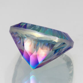 22.51캐럿 천연 탑 레인보우 미스틱 쿼츠, 쿠션 컷, 18.1×18 mm, VS