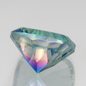 20.88캐럿 천연 탑 레인보우 미스틱 쿼츠, 쿠션 컷, 18×17.9 mm, VS
