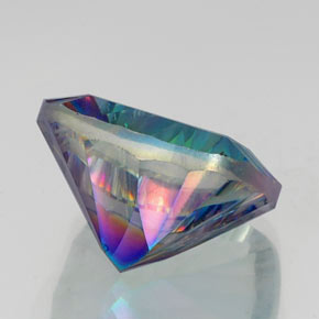 20.90캐럿 천연 탑 레인보우 미스틱 쿼츠, 쿠션 컷, 18×18 mm, VS