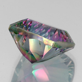 16.84캐럿 천연 탑 레인보우 미스틱 쿼츠, 쿠션 컷, 16.2×16.1 mm, VS