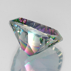 15.26캐럿 천연 탑 레인보우 미스틱 쿼츠, 쿠션 컷, 16.1×16.1 mm, VVS-VS